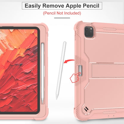 For iPad Pro 11 2024 Shockproof Silicone Hybrid PC Tablet Case with Holder(Rose Gold) - iPad Pro 11 2024 Cases by buy2fix | Online Shopping UK | buy2fix