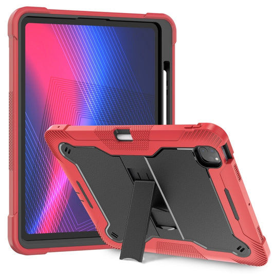 For iPad Pro 13 2024 Shockproof Silicone Hybrid PC Tablet Case with Holder(Black + Red) - iPad Pro 13 2024 Cases by buy2fix | Online Shopping UK | buy2fix