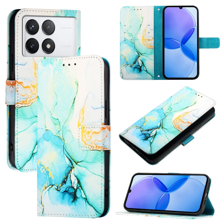 For Xiaomi Redmi K70 / K70 Pro PT003 Marble Pattern Flip Leather Phone Case(Green) - K70 Cases by buy2fix | Online Shopping UK | buy2fix