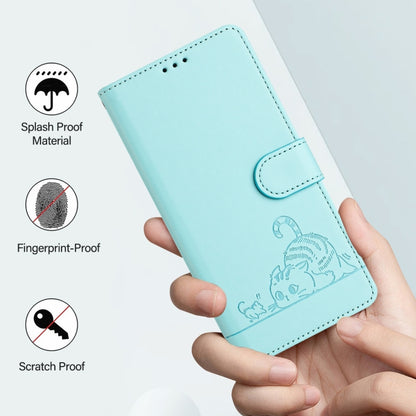 For Ulefone Note 14 Cat Rat Embossed Pattern RFID Leather Phone Case with Lanyard(Mint Green) - Ulefone Cases by buy2fix | Online Shopping UK | buy2fix