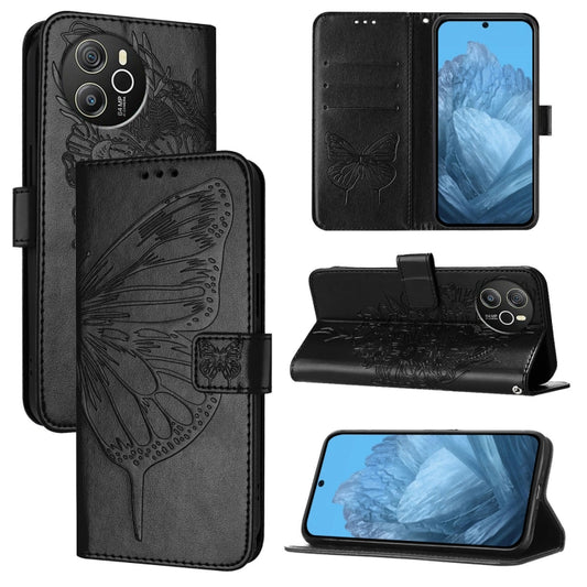 For Blackview Shark 8 Embossed Butterfly Leather Phone Case(Black) - More Brand by buy2fix | Online Shopping UK | buy2fix