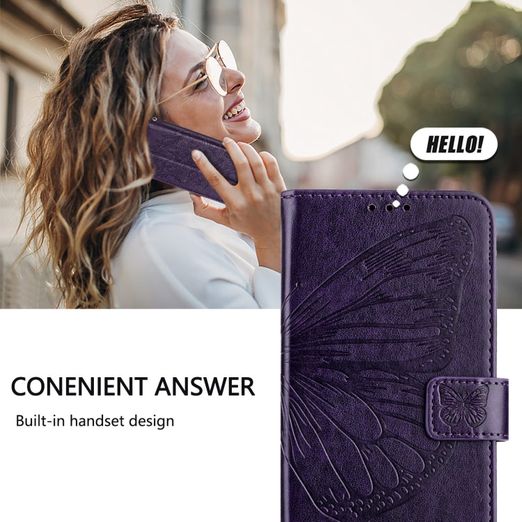 For Blackview Color 8 Embossed Butterfly Leather Phone Case(Dark Purple) - More Brand by buy2fix | Online Shopping UK | buy2fix