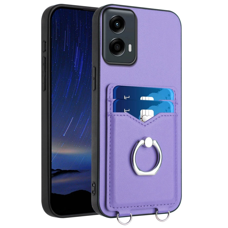 For Motorola Moto G Play 2024 5G R20 Ring Card Holder Phone Case(Purple) - Motorola Cases by buy2fix | Online Shopping UK | buy2fix