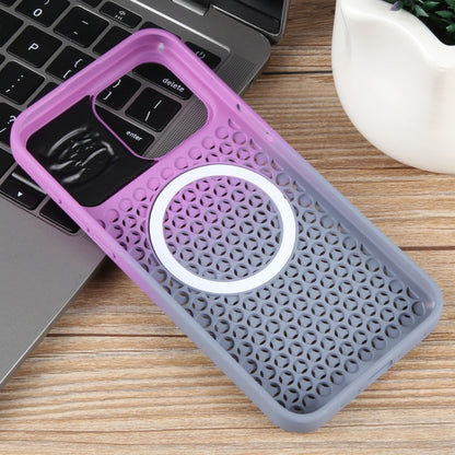 For iPhone 12 Pro Max Gradient Color Honeycomb Aromatherapy MagSafe Phone Case(Purple Grey) - iPhone 12 Pro Max Cases by buy2fix | Online Shopping UK | buy2fix