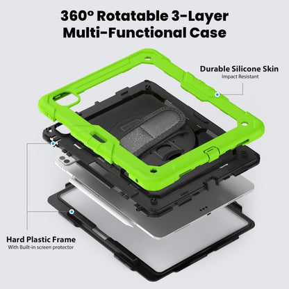 For iPad Pro 13 2024 Silicone Hybrid PC Tablet Case with Shoulder Strap(Black + Yellow Green) - iPad Pro 13 2024 Cases by buy2fix | Online Shopping UK | buy2fix