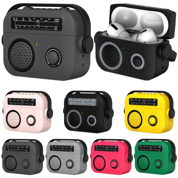 For AirPods Pro 2 Radio Style Wireless Bluetooth Earphones Shockproof Protective Case(Black) - For AirPods Pro 2 by buy2fix | Online Shopping UK | buy2fix