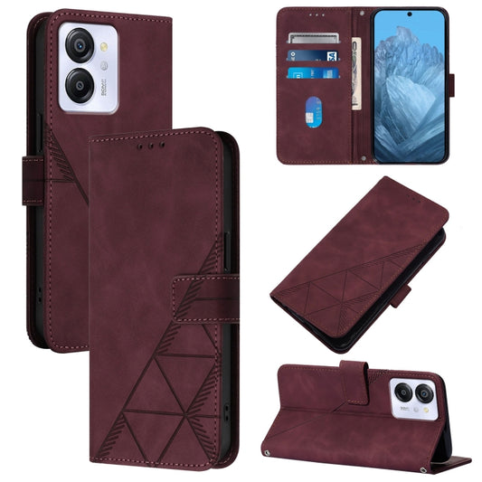 For Blackview Color 8 Crossbody 3D Embossed Flip Leather Phone Case(Wine Red) - More Brand by buy2fix | Online Shopping UK | buy2fix