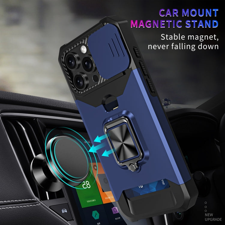 For iPhone 16 Pro Camera Shield Card Slot PC+TPU Phone Case(Black) - iPhone 16 Pro Cases by buy2fix | Online Shopping UK | buy2fix