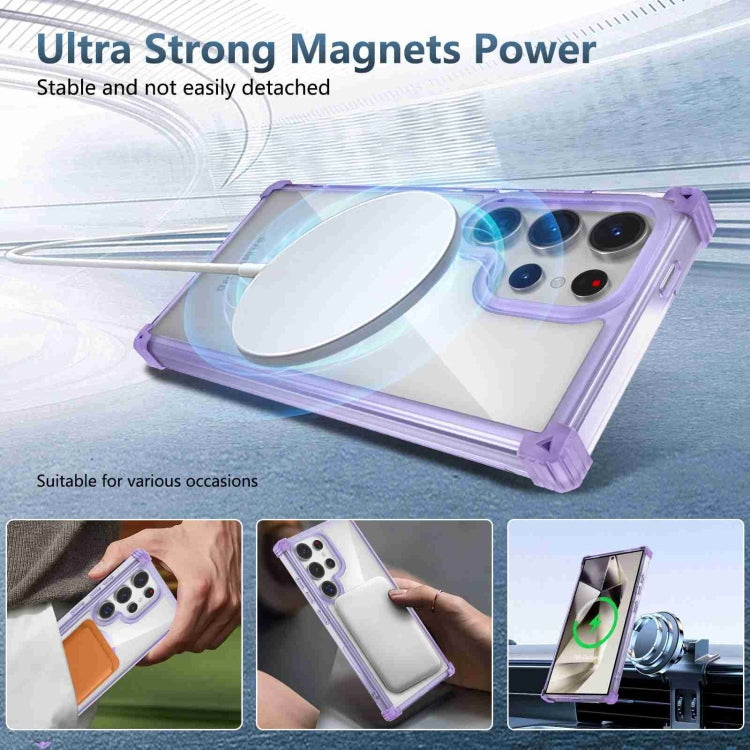 For Samsung Galaxy S22 5G Transparent MagSafe Magnetic Phone Case(Purple) - Galaxy S22 5G Cases by buy2fix | Online Shopping UK | buy2fix