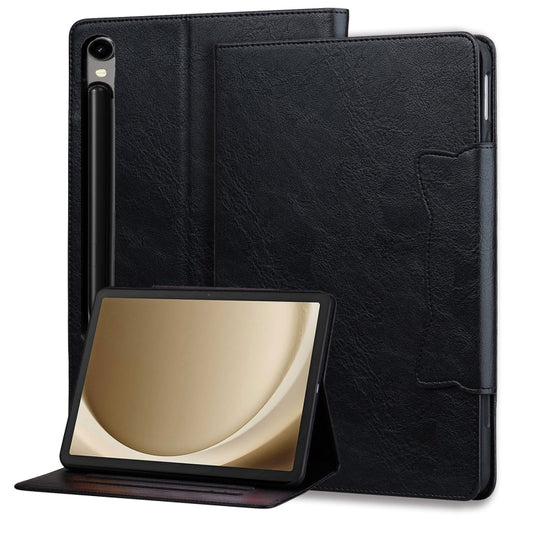 For Samsung Galaxy Tab S9 FE / S9 / S8 / S7 Cat Buckle Leather Smart Tablet Case(Black) - Galaxy Tab S9 Cases by buy2fix | Online Shopping UK | buy2fix