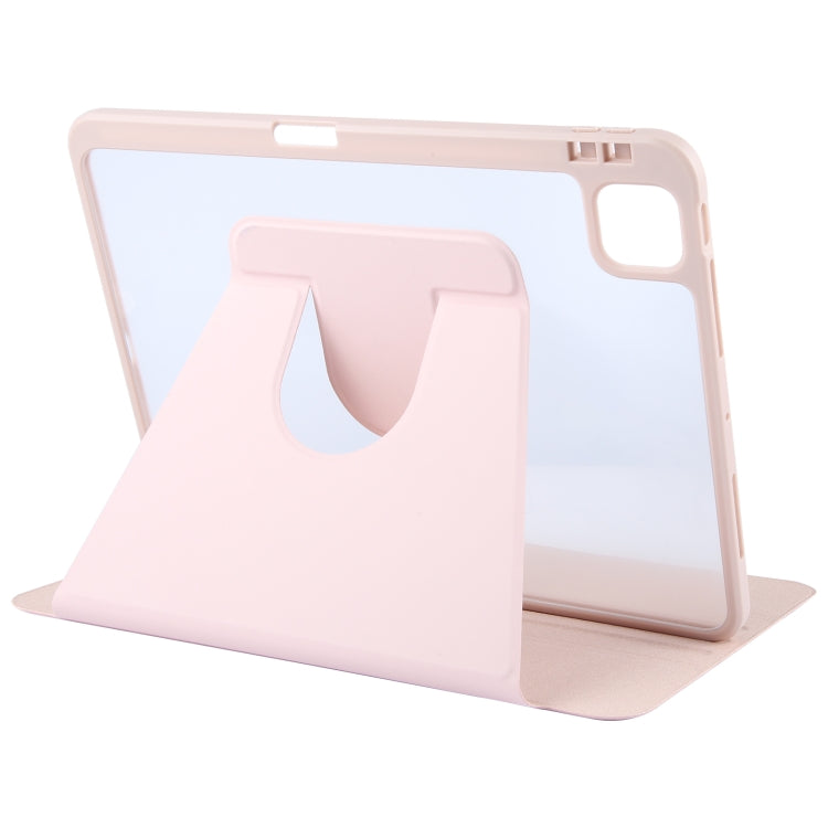 For iPad Air 13 2024 GEBEI Acrylic TPU 3-folding Rotating Smart Tablet Leather Case withh Pen Slot(Pink) - iPad Air 13 2024 Cases by GEBEI | Online Shopping UK | buy2fix