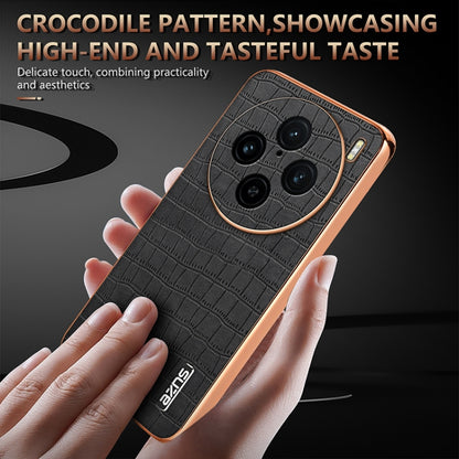 For vivo X100 Pro 5G / X100s Pro AZNS Electroplated Frame Crocodile Texture Full Coverage Phone Case(Black) - X100 Pro Cases by AZNS | Online Shopping UK | buy2fix