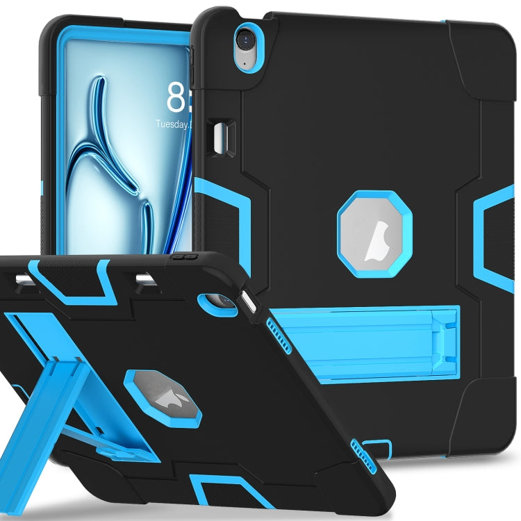 For iPad Air 13 2024 Contrast Color Silicone Acrylic PC Tablet Case with Holder(Black Blue) - iPad Air 13 2024 Cases by buy2fix | Online Shopping UK | buy2fix