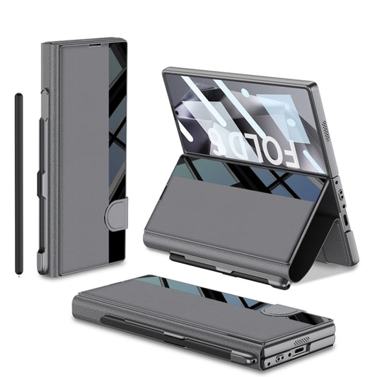 For Samsung Galaxy Z Fold6 GKK Integrated Full Coverage Flip Phone Case with Pen Slot, Not Included Pen(Grey) - Galaxy Z Fold6 5G Cases by GKK | Online Shopping UK | buy2fix