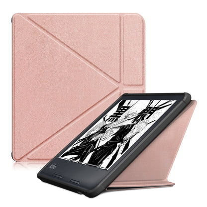 For Kobo Libra Colour 2024 Solid Color Deformation TPU Leather Smart Tablet Case(Rose Gold) - Others by buy2fix | Online Shopping UK | buy2fix