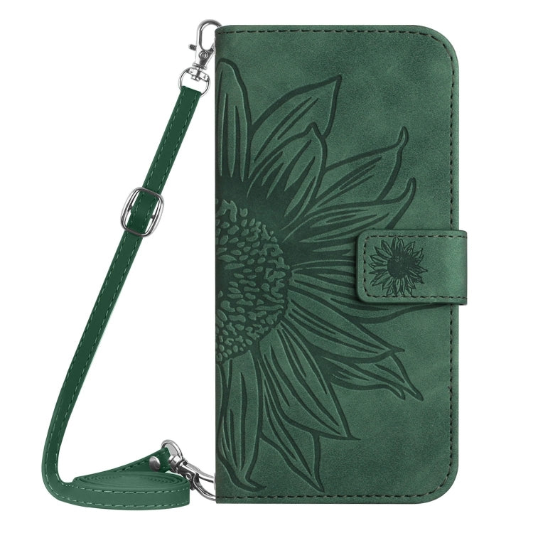 For Samsung Galaxy S25+ 5G Skin Feel Sun Flower Embossed Flip Leather Phone Case with Lanyard(Green) - Galaxy S25+ 5G Cases by buy2fix | Online Shopping UK | buy2fix