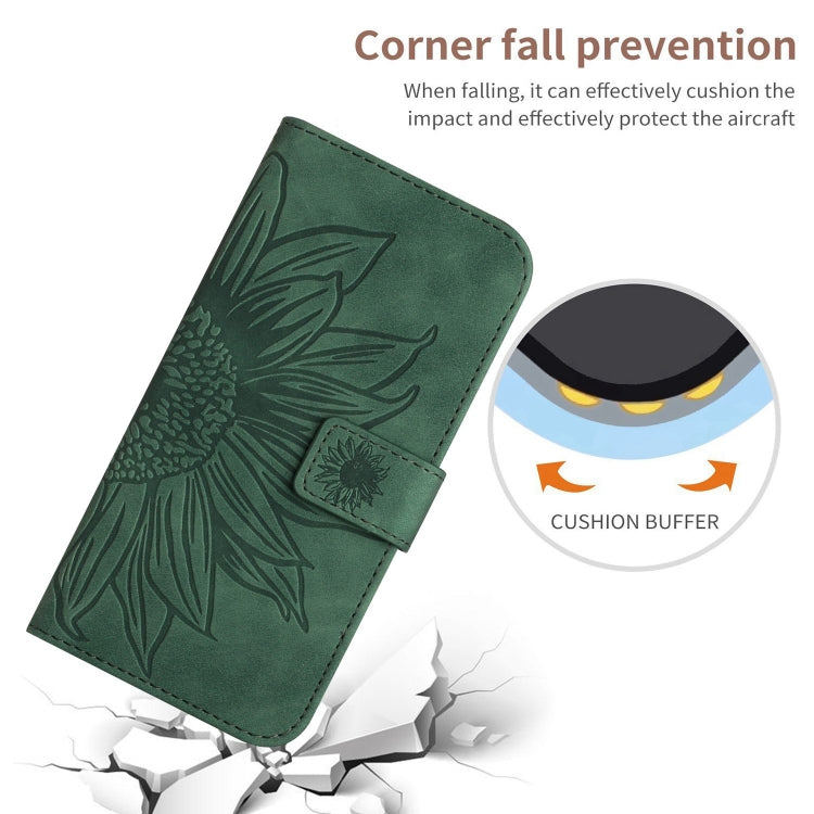 For Samsung Galaxy S25+ 5G Skin Feel Sun Flower Embossed Flip Leather Phone Case with Lanyard(Green) - Galaxy S25+ 5G Cases by buy2fix | Online Shopping UK | buy2fix