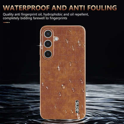 For Samsung Galaxy S25+ 5G AZNS Electroplated Frame Crocodile Texture Full Coverage Phone Case(Green) - Galaxy S25+ 5G Cases by AZNS | Online Shopping UK | buy2fix