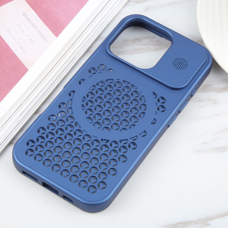 For iPhone 16 Pro Max Pure Color Honeycomb Aromatherapy MagSafe Phone Case(Blue) - iPhone 16 Pro Max Cases by buy2fix | Online Shopping UK | buy2fix