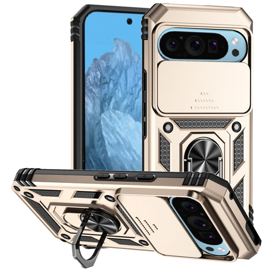 For Google Pixel 9 Sliding Camshield Holder Phone Case(Gold) - Google Cases by buy2fix | Online Shopping UK | buy2fix