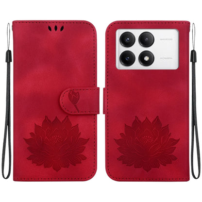 For Redmi K70 / K70 Pro Lotus Embossed Leather Phone Case(Red) - K70 Cases by buy2fix | Online Shopping UK | buy2fix