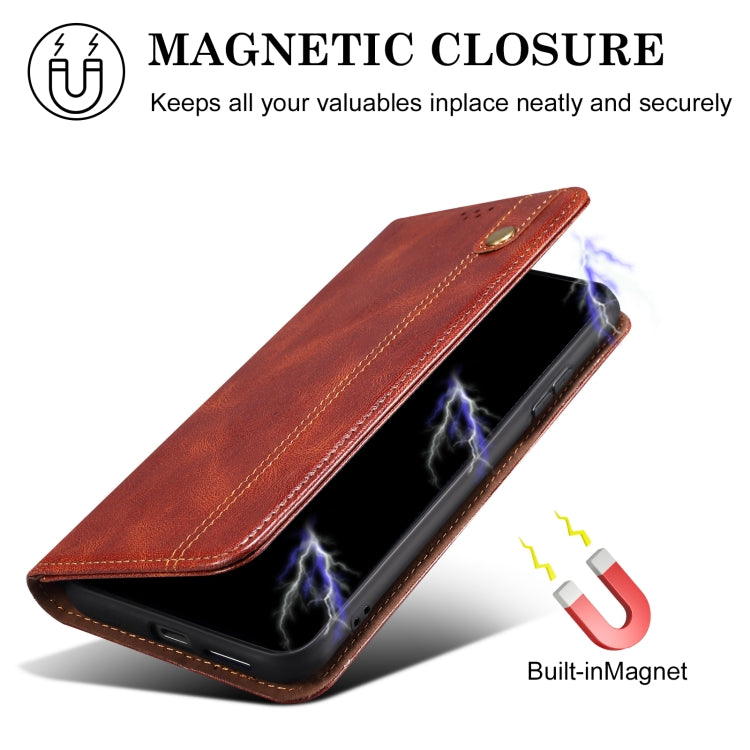 For Samsung Galaxy S25 Ultra 5G Oil Wax Crazy Horse Texture Leather Phone Case(Brown) - Galaxy S25 Ultra 5G Cases by buy2fix | Online Shopping UK | buy2fix