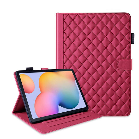 For Samsung Galaxy Tab S6 Lite 2024 Rhombus Lattice Leather Tablet Case(Red) - Tab S6 Lite P610 / P615 by buy2fix | Online Shopping UK | buy2fix