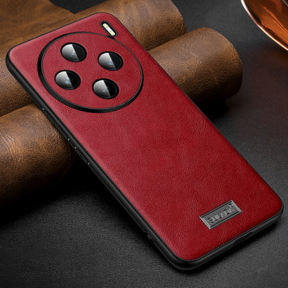 For vivo X100 SULADA Shockproof TPU + Handmade Leather Phone Case(Red) - vivo Cases by SULADA | Online Shopping UK | buy2fix