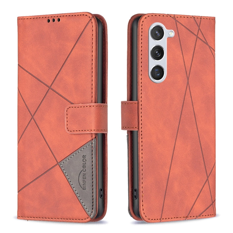 For Samsung Galaxy S25 5G Magnetic Buckle Rhombus Texture Leather Phone Case(Brown) - Galaxy S25 5G Cases by buy2fix | Online Shopping UK | buy2fix