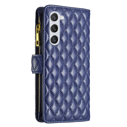 For Samsung Galaxy S25 5G Diamond Lattice Zipper Wallet Leather Flip Phone Case(Blue) - Galaxy S25 5G Cases by buy2fix | Online Shopping UK | buy2fix