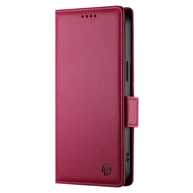 For iPhone SE 2024 Side Buckle Magnetic Frosted Leather Phone Case(Wine Red) - More iPhone Cases by buy2fix | Online Shopping UK | buy2fix