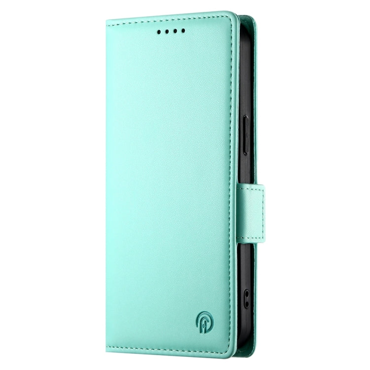 For iPhone 16 Side Buckle Magnetic Frosted Leather Phone Case(Mint Green) - iPhone 16 Cases by buy2fix | Online Shopping UK | buy2fix