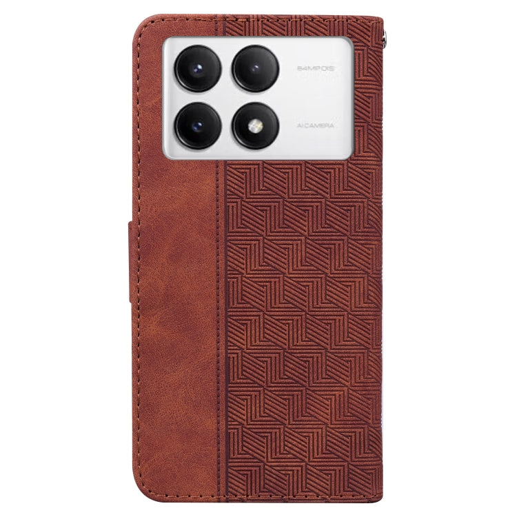 For Xiaomi Redmi K70 Pro / K70 Geometric Embossed Leather Phone Case(Brown) - K70 Cases by buy2fix | Online Shopping UK | buy2fix