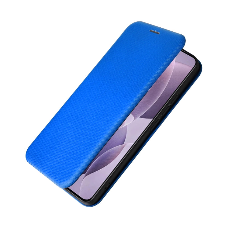 For Redmi K70 Carbon Fiber Texture Flip Leather Phone Case(Blue) - K70 Cases by buy2fix | Online Shopping UK | buy2fix