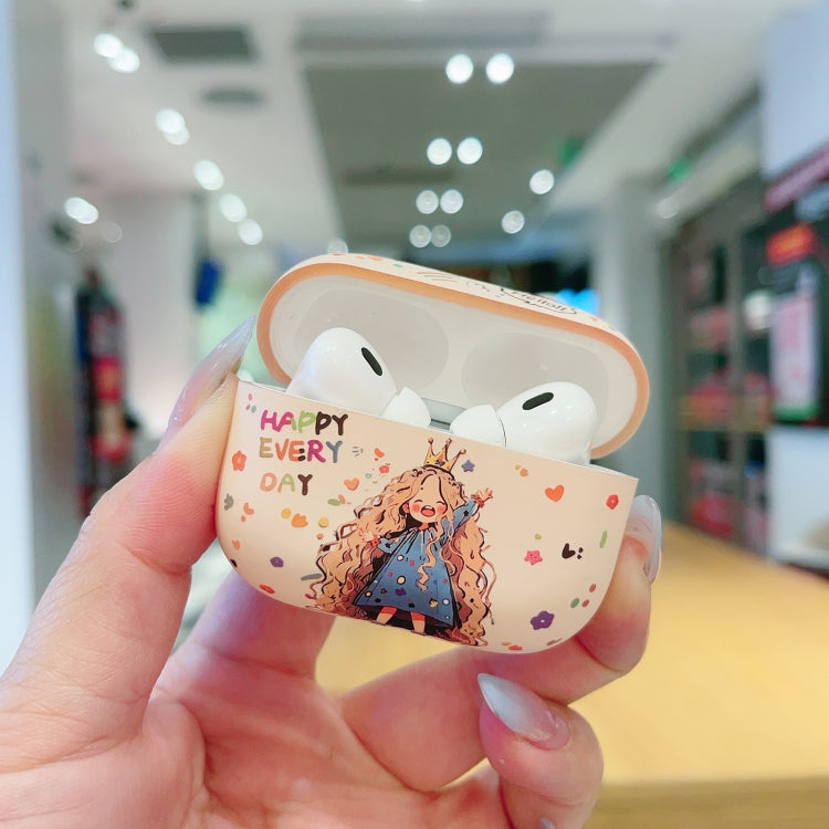 For AirPods 2 / 1 Girl Pattern Earbuds Box Frosted TPU Case(Flower) - For AirPods 1/2 by buy2fix | Online Shopping UK | buy2fix