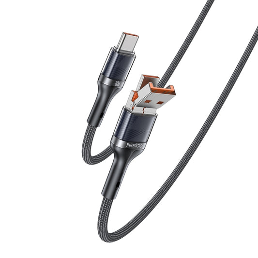 Yesido CA165C 60W USB + USB-C / Type-C to USB-C / Type-C 2 in 1 Fast Charging Data Cable, Length:1.2m(Black) - 2 in 1 Cable by Yesido | Online Shopping UK | buy2fix