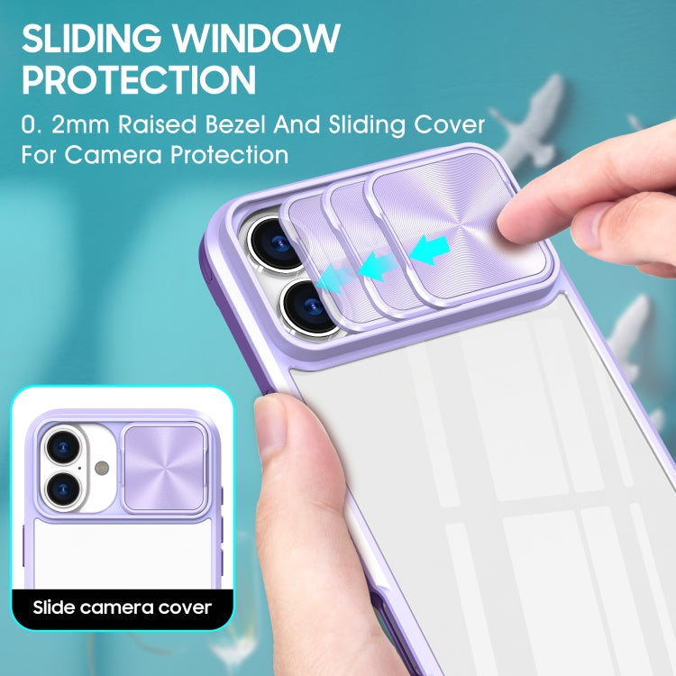 For iPhone 16 Pro Max Sliding Camshield Acrylic Hybrid TPU Phone Case(Purple) - iPhone 16 Pro Max Cases by buy2fix | Online Shopping UK | buy2fix