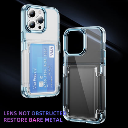 For iPhone 16 Plus Card Holder Acrylic Hybrid TPU Phone Case(Transparent Blue) - iPhone 16 Plus Cases by buy2fix | Online Shopping UK | buy2fix