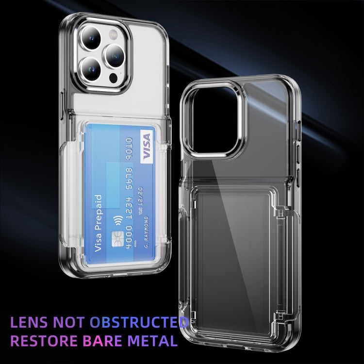 For iPhone 16 Pro Max Card Holder Acrylic Hybrid TPU Phone Case(Transparent Black) - iPhone 16 Pro Max Cases by buy2fix | Online Shopping UK | buy2fix