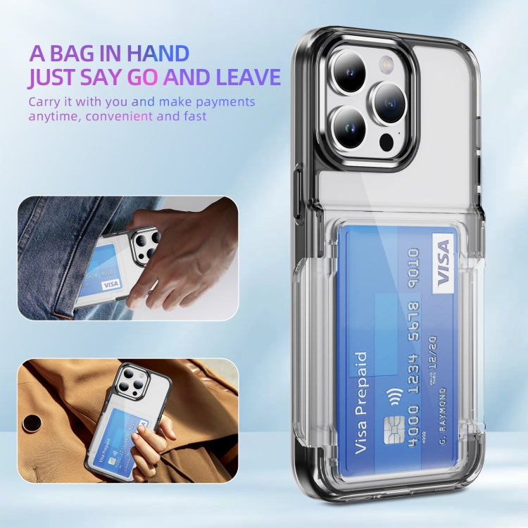 For iPhone 16 Pro Max Card Holder Acrylic Hybrid TPU Phone Case(Transparent Black) - iPhone 16 Pro Max Cases by buy2fix | Online Shopping UK | buy2fix