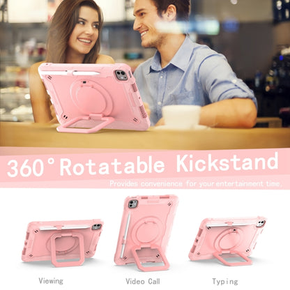 For iPad Pro 11 2024 Handle Grip Holder Silicone Hybrid PC Tablet Case with Strap(Rose Gold) - iPad Pro 11 2024 Cases by buy2fix | Online Shopping UK | buy2fix