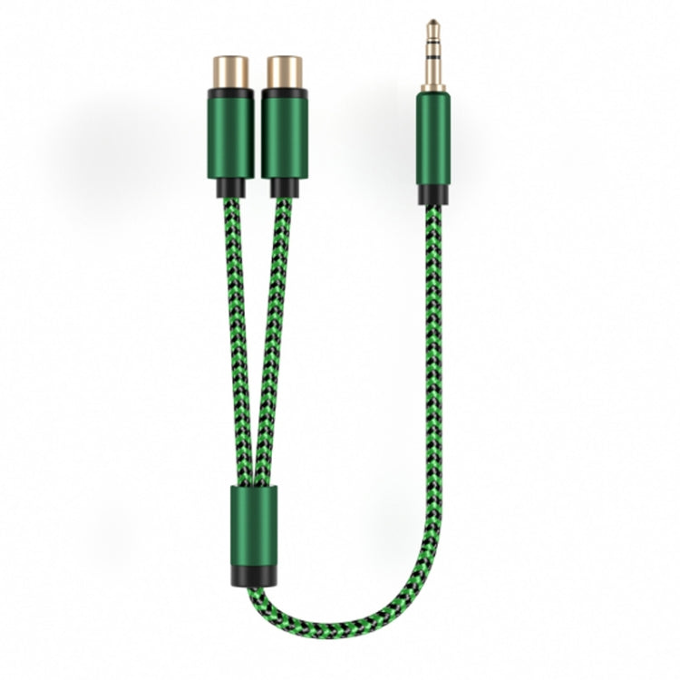 3.5mm Male to 2 RCA Female Audio Cable Amplifier Connector, Length:0.5m(Green) - RCA Cable by buy2fix | Online Shopping UK | buy2fix