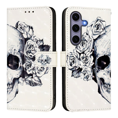 For Samsung Galaxy S25 5G 3D Painting Horizontal Flip Leather Phone Case(Skull) - Galaxy S25 5G Cases by buy2fix | Online Shopping UK | buy2fix