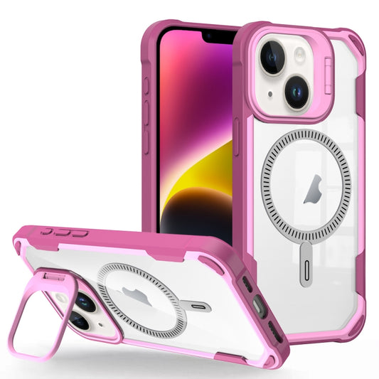 For iPhone 14 Plus Transparent Acrylic MagSafe Lens Holder Phone Case(Pink) - iPhone 14 Plus Cases by buy2fix | Online Shopping UK | buy2fix