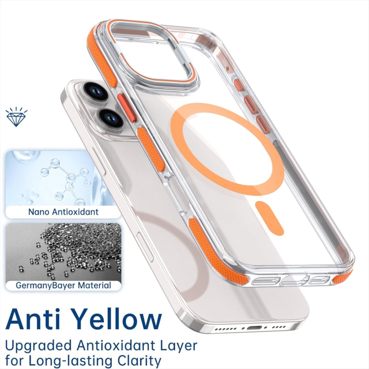 For iPhone 16 Plus Dual-Color Clear Acrylic Hybrid TPU Lens Flip Holder MagSafe Phone Case(Yellow) - iPhone 16 Plus Cases by buy2fix | Online Shopping UK | buy2fix