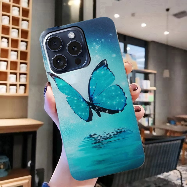 For iPhone 16 Pro Colored Drawing Pattern TPU Phone Case(Butterfly) - iPhone 16 Pro Cases by buy2fix | Online Shopping UK | buy2fix