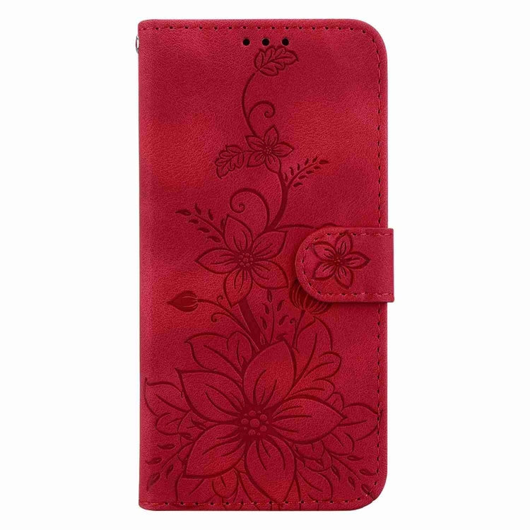 For Samsung Galaxy S25 Ultra 5G Lily Embossed Leather Phone Case(Red) - Galaxy S25 Ultra 5G Cases by buy2fix | Online Shopping UK | buy2fix