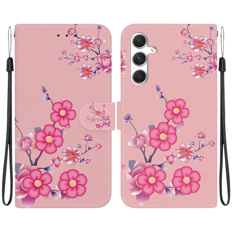 For Samsung Galaxy S25 5G Crystal Texture Colored Drawing Leather Phone Case(Cherry Blossoms) - Galaxy S25 5G Cases by buy2fix | Online Shopping UK | buy2fix