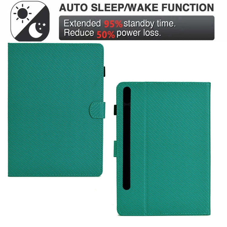 For Samsung Galaxy Tab S9 / S9 FE Solid Color Fiber Texture Smart Tablet Leather Case(Lake Green) - Galaxy Tab S9 Cases by buy2fix | Online Shopping UK | buy2fix