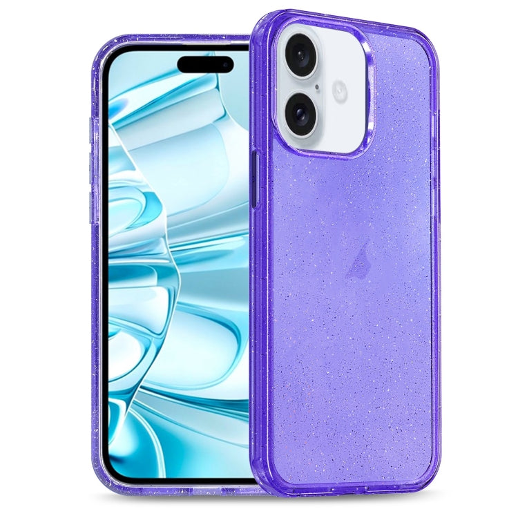 For iPhone 16 Glitter Powder TPU Hybrid PC Phone Case(Purple) - iPhone 16 Cases by buy2fix | Online Shopping UK | buy2fix